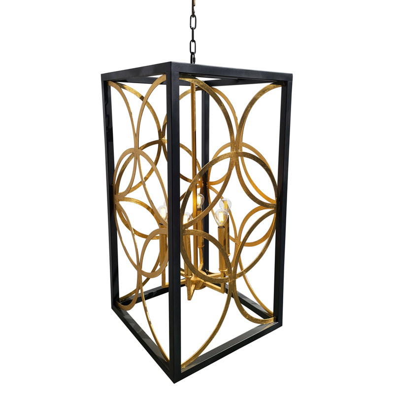 Lustre carré / rectangulaire à 8 lumières de style bougie Diamond