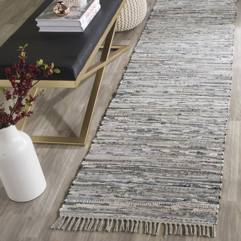 Tapis abstrait en coton tissé à la main Wincanton, Tapis de couloir 2 pi 3 po x 11 pi