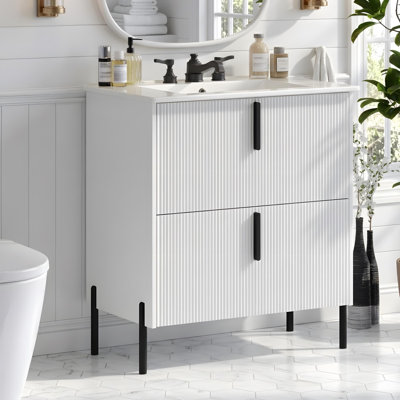 Meuble-lavabo de 30 po avec lavabo en céramique et 2 tiroirs