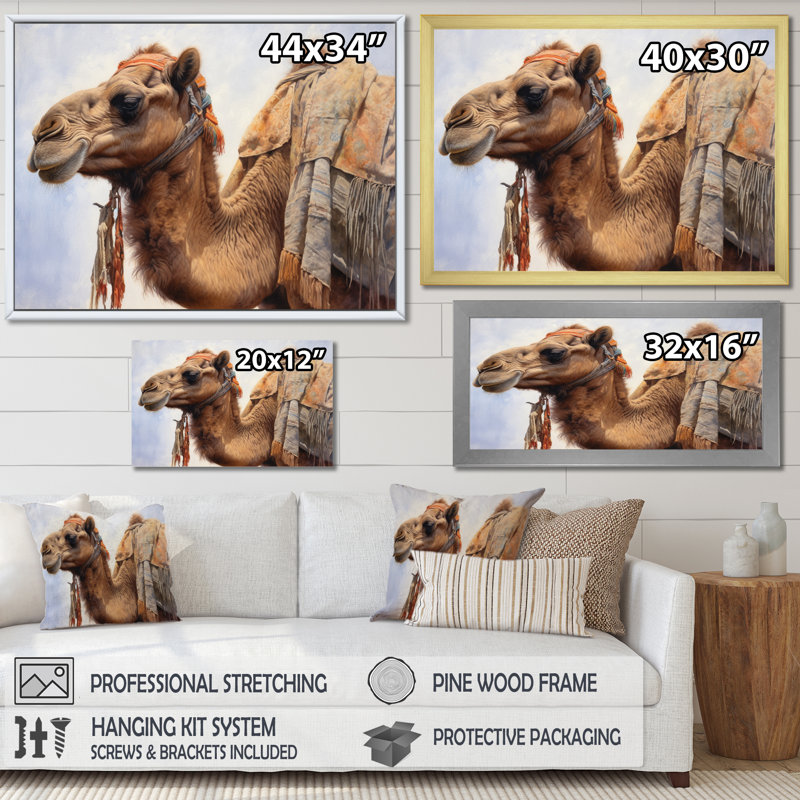 " Camel Desert Nomad II ", Gold Floater Framed, 30" H x 40" W x 1.5" D