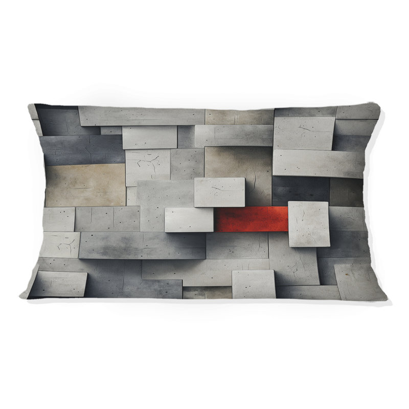 Illusion de mur architectural en béton - Coussin Abstrait corail multicolore abstrait - Coussin