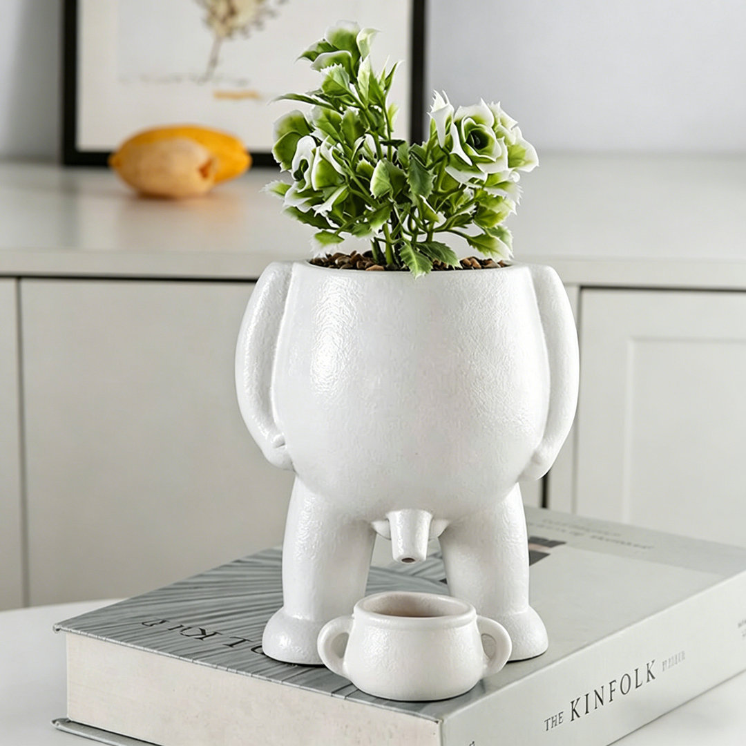 Funny Peeing Boy Decorative Plant Pot with Drainage Holes – Novelty White Planter for Indoor Outdoor Flowers, Succulents – Distinctive Gift for Home,