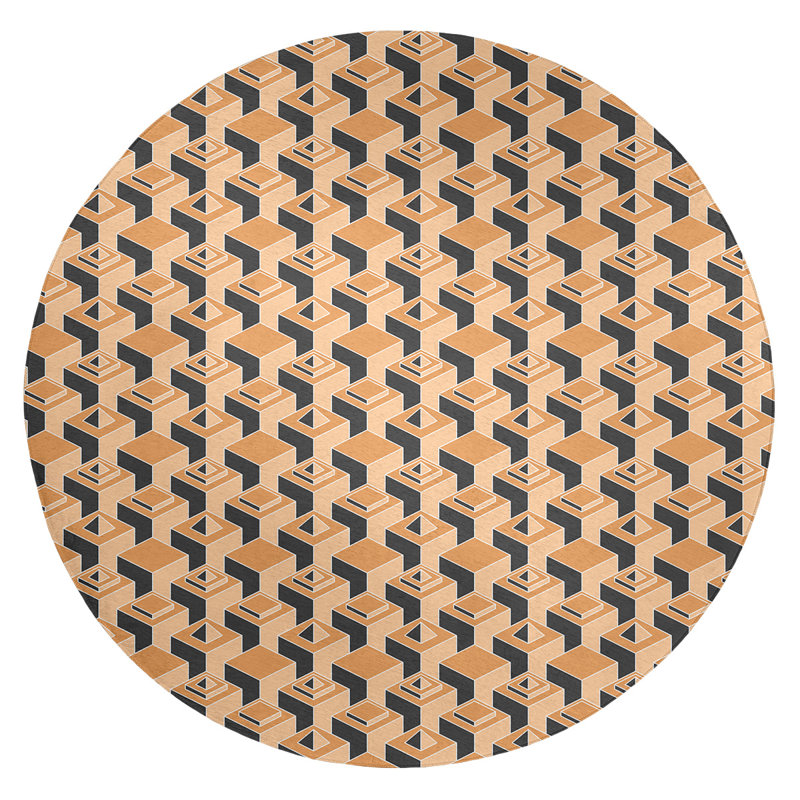 Chenille Geometric Indoor Rug, Round 5'