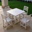 Ensemble de salle à manger blanc Hdpe pour 4, ensemble de patio 5 pièces avec table carrée et 4 chaises, trou pour parasol