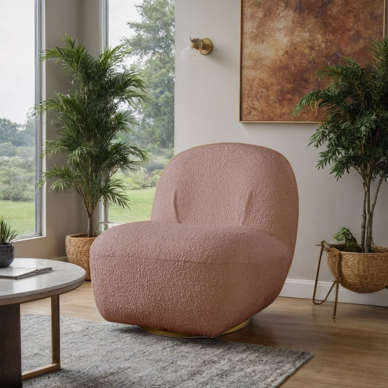 Fauteuil d'appoint pivotant en sherpa Teddy, Ourson rose