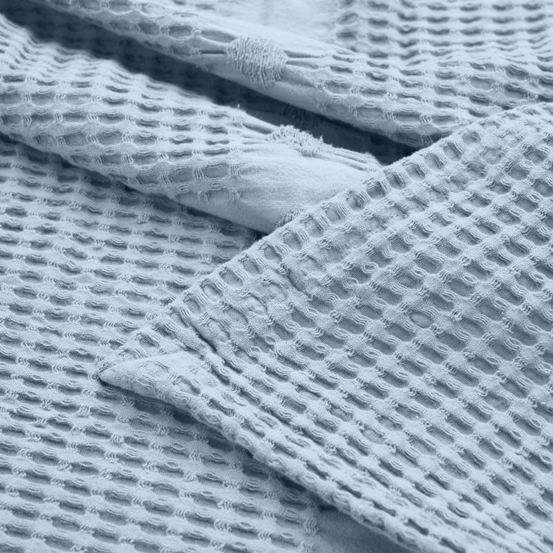 Couverture 100% coton à texture alvéolée Mai Waffle, Très grand californien, Bleu pâle