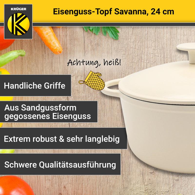 Krüger Cast Iron Pot Savanna With Lid - Enameled