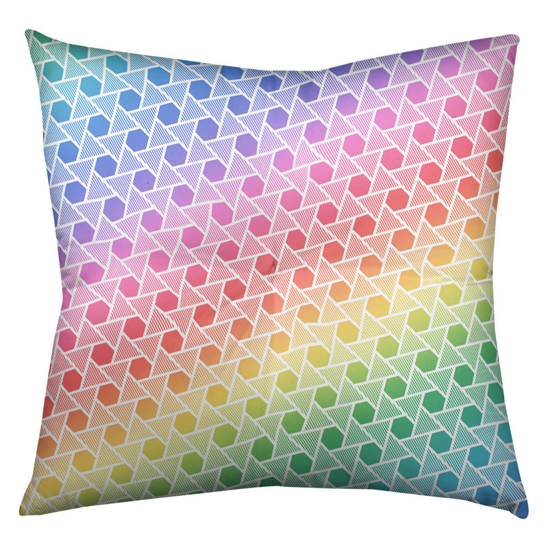 Coussin de plancher hexagonales et triangles, 26 po x 26 po, Arc-en-ciel