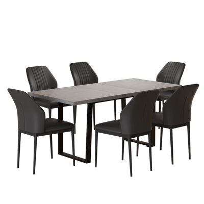 Modern Kitchen Dining Set, Extendable Dining Table with Dining Chairs(1Table 6Table)