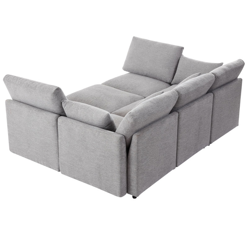 86,6 po Canapé modulaire Canapé modulaire, Chenille gris pâle