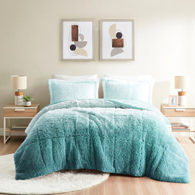 Édredon ombré en fausse fourrure pour lit simple / simple TG
