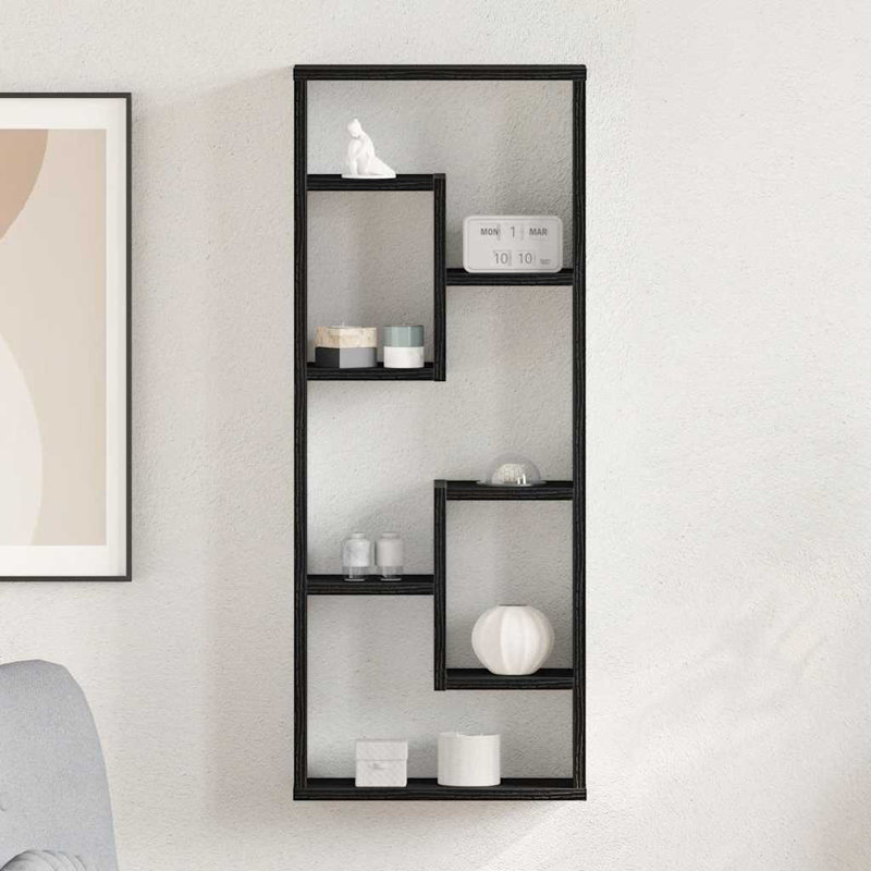 Wall Shelf 36X16x90 Cm Engineered Wood, Black Oak