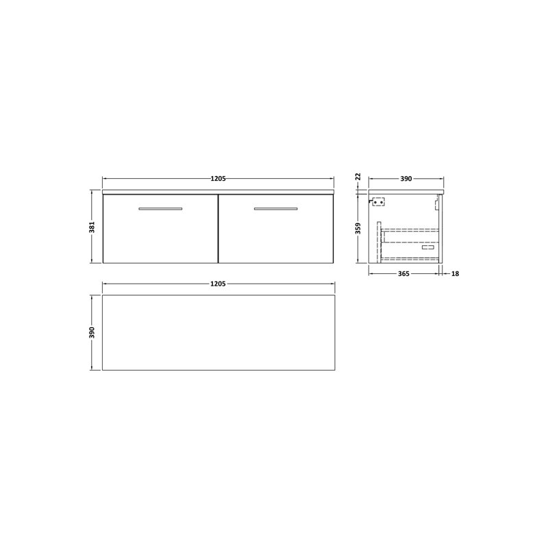 Arno 47.44cm Double Bathroom Vanity Base Only, Gloss White