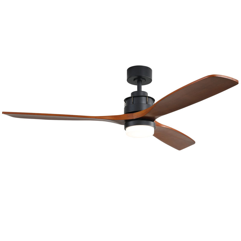 Nicola 60" W 3-Blade LED Ceiling Fan, Matte Black/Dark Brown