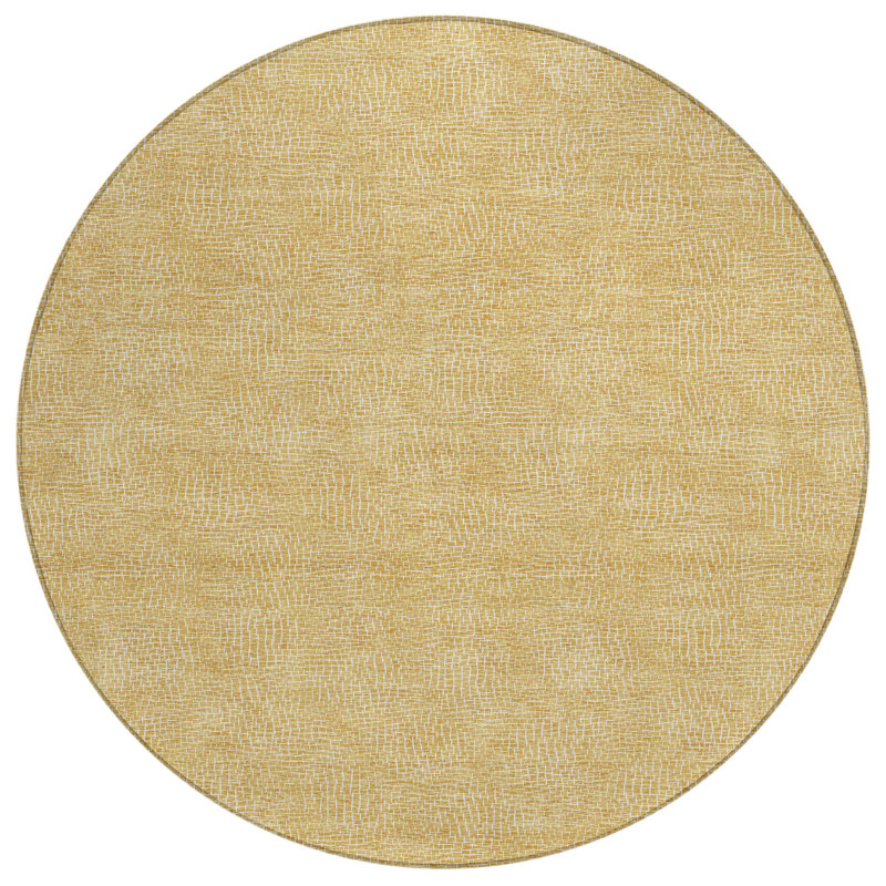 Riyala Gold Washable Indoor-Outdoor Rug - , 8' x 8'