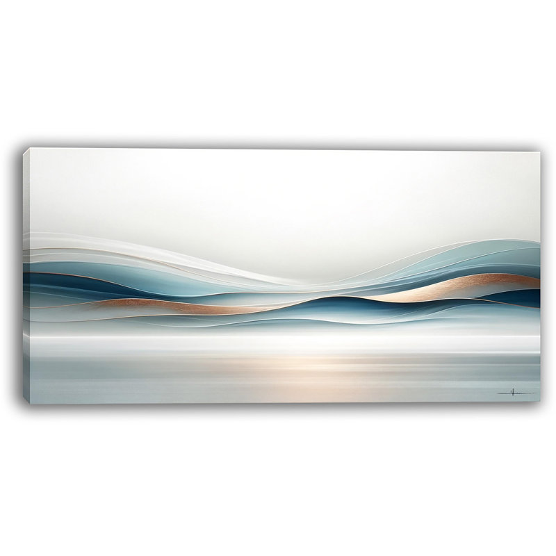Tranquil Waves - Art mural moderne sur toile tendue minimaliste, H 20 po x l 40 po