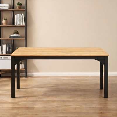 Executive Desk for Dual Workstations, 78.8-Inch Rectangle Brown-Toned MDF and Iron Office Desk with 200 lb Capacity