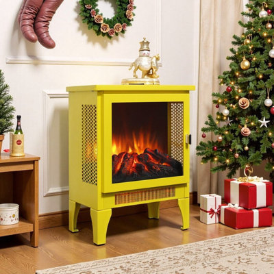 Somnus Electric Fireplace Stove Heater with Panoramic 3D Flame Effect and Dual Heat Settings