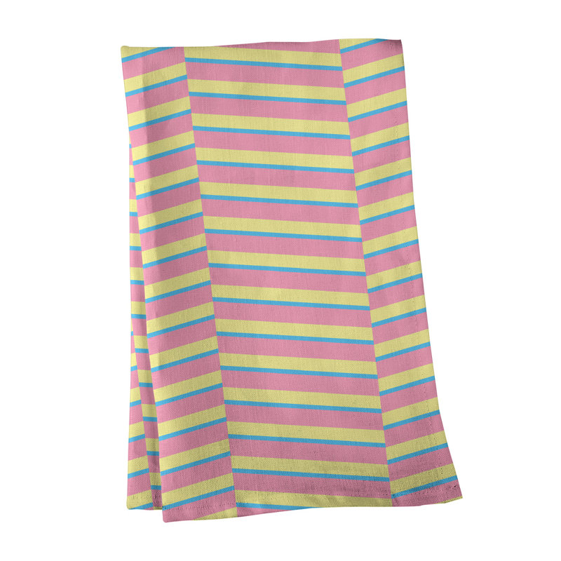 Jaya Tea Towel Kitchen Towel, Light Pink/Yellow, Poly Twill