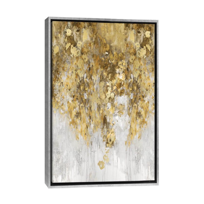 Cascade ambre et or par Nikki Robbins - impression, Encadrement argenté, H 60 po x l 40po x P 1,5 po