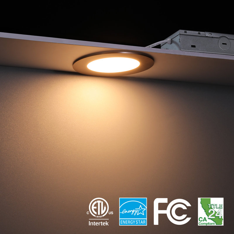 4'' Selectable Color Temperature Dimmable Air-Tight IC Rated LED Canless Recessed Lighting Kit, Oil Rubbed Bronze