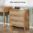 Modern Rattan Nightstand With 3 Drawers - 22.8" Wide Curved Wooden Bedside Table With Storage - Caramel Oak Finish | Gift Idea-1481261124