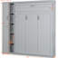 Lit mural pleine grandeur de couleur grise avec tablettes, garde-robe et lumières à DEL, support pour matelas de 8 à 10 pouces gris avec maison pratique et fonctionnelle