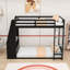 Lit superposé en bois avec bureau, chargement USB, DEL et tablettes-593723781-593723838