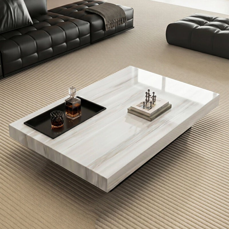 Italian rectangular marble coffee table, 11.8" H x 47.2" W x 23.6" D