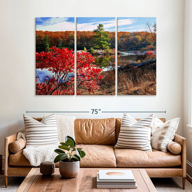 Alvord Little Island Surrounded With Fall Colors, 42" H x 65" W