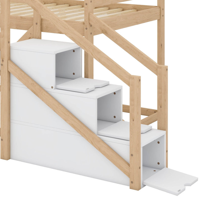 Twin-Over-Twin House-Style Loft Or Bunk Bed Design, Natural
