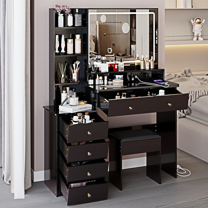 Ensemble de coiffeuse maquillage, Noir