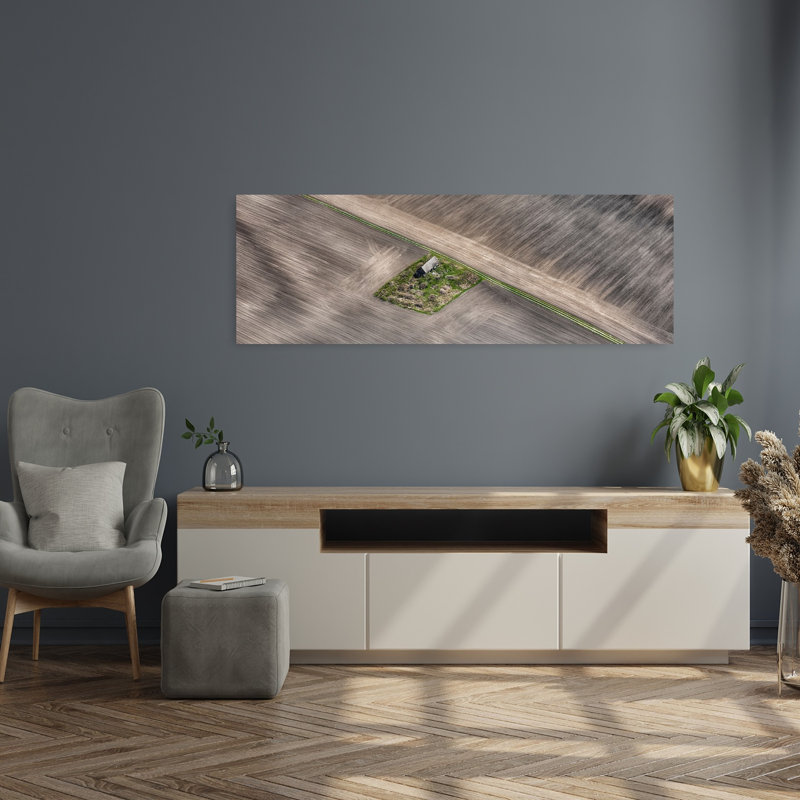 Île isolée, paysage abstrait géométrique minimaliste, nature, art mural, H 48 po x l 16 po