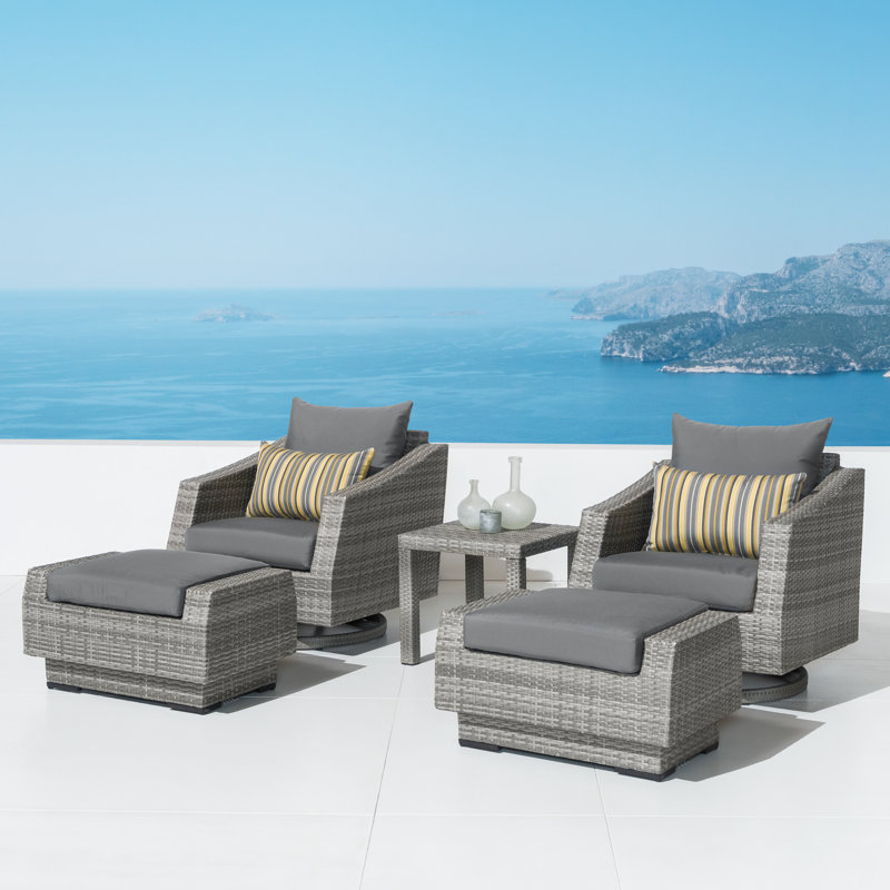 5 PC Deep Seating Club Chair Conversation Set, Charcoal Gray