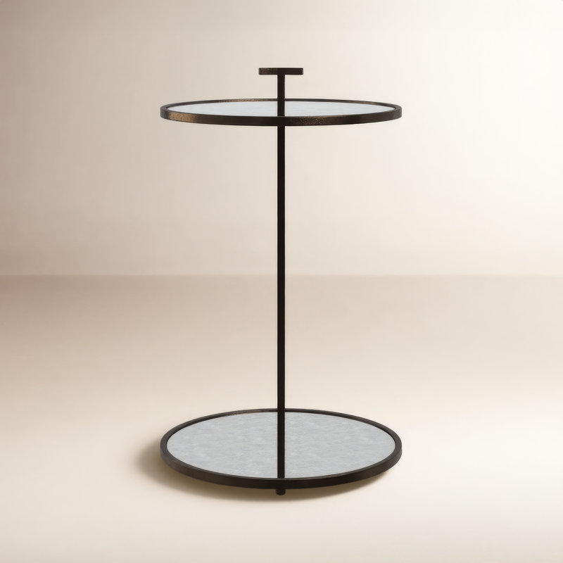 Ciro Metal & Mirrored Side Table, Bronze