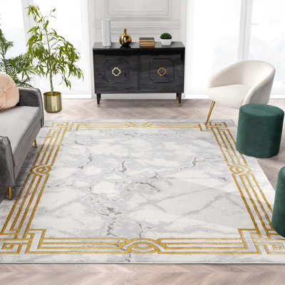  Fairmont Ivory Gold Abstract Glam Area Rug