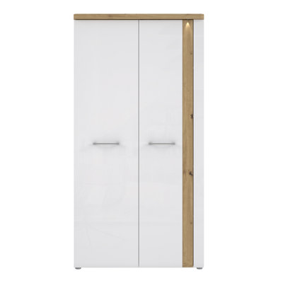 Malaki 2 Door Wardobe with shelves and clothes rail, 100cm W x 196cm H x 62cm D