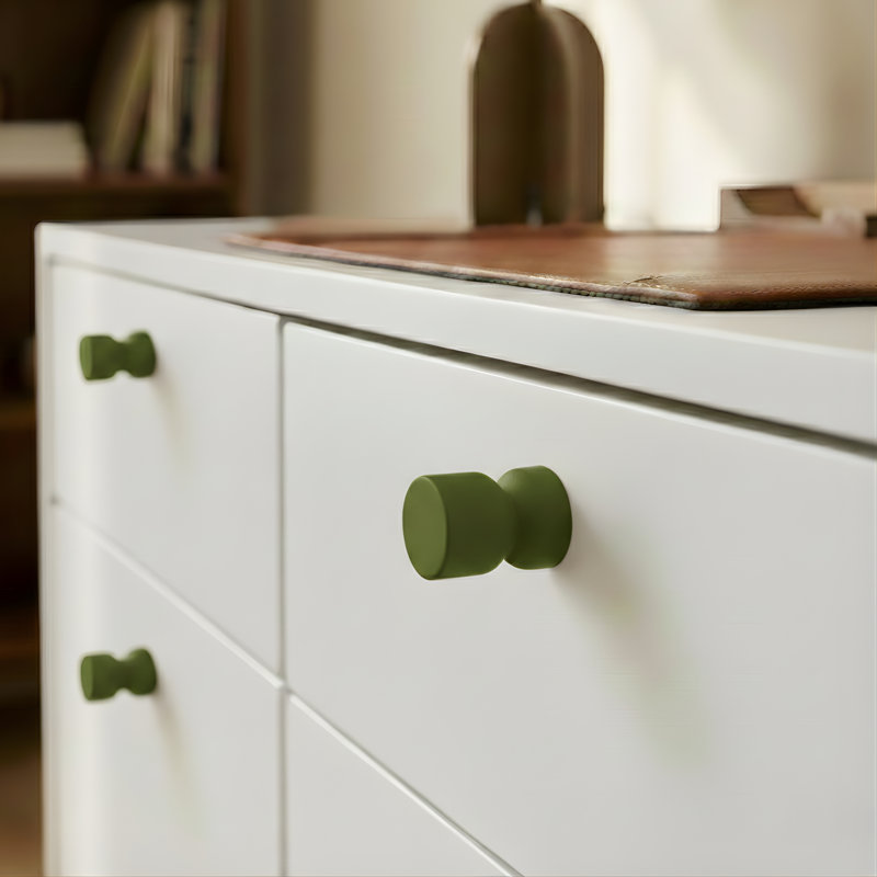 ROUS Harwdare Mid-Century Modern Hourglass Knob, Olive (Green)