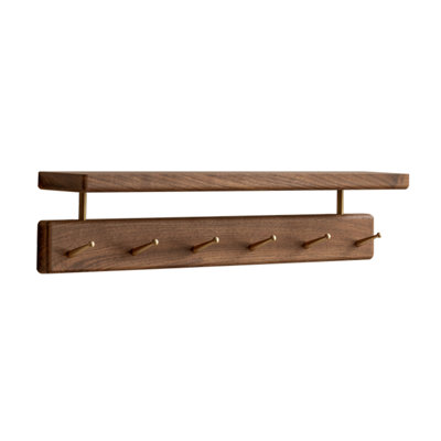 18.9"W 6-hook Slim Solid Beech Wall Hooks