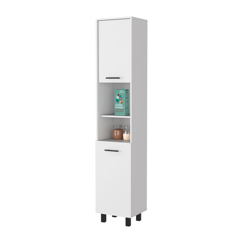 Sheffield 2-Door Pantry Cabinet, with Two 2-Cabinet Spaces and Two Open Shelves