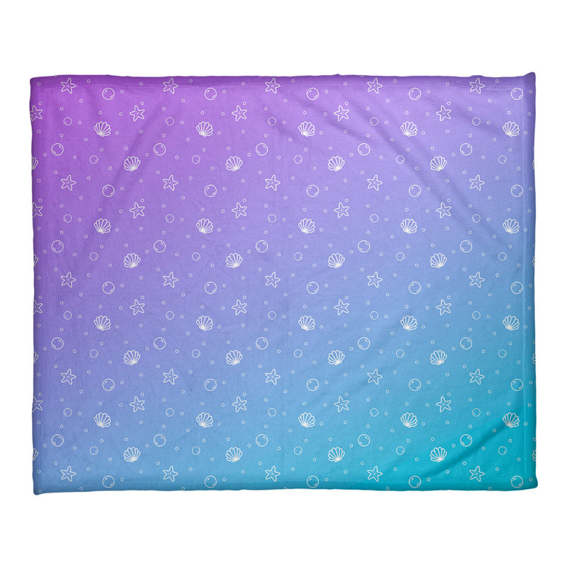 Couverture Katelyn Elizabeth Seashell, l 32,5 po x L 42,5 po, Bleu / Rose