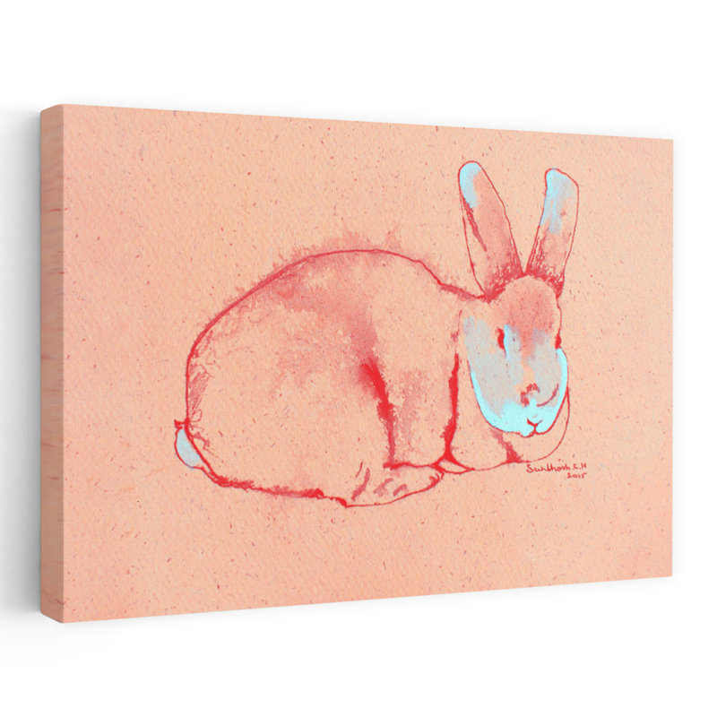«Pastel Bunny Minimalist Modern Whimsical Rabbit Forest», reproduction d'art, 12" H x 18" W