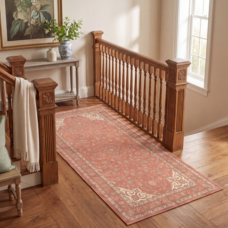 Tapis persan traditionnel avec médaillon, couleur lavande, orange, ivoire, or, vert et gris, lavable à la machine, antidérapant, à poils courts, idéal pour l'intérieur et l'extérieur, adapté aux animaux domestiques, pour salon, chambre, salle à manger, entrée, couloir, bureau.