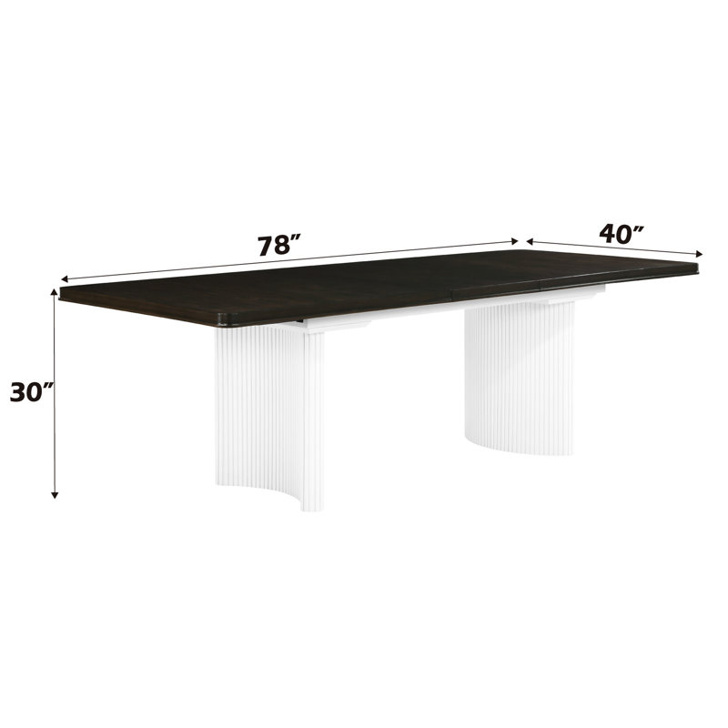 Table In White And Brown With 18-inch Extension - Versatile For Different Dining Occasions Rectangular & Leaf Creating An Elegant Setting