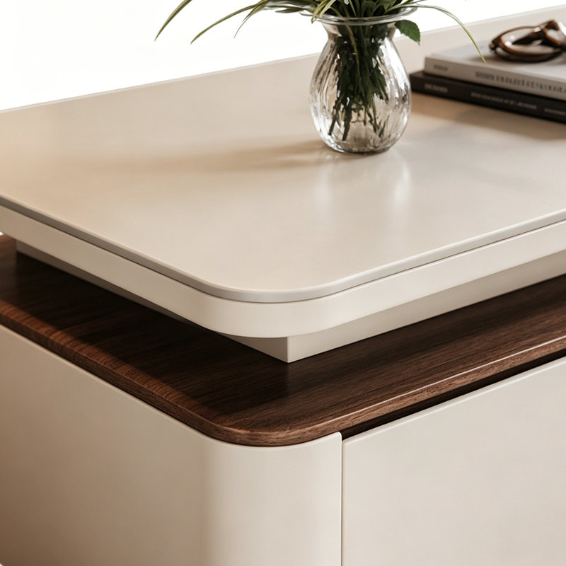 Table basse rectangulaire avec rangement Modern Simplicity, H 16,92 po x l 55,11 po x P 27,55 po, Blanc/Crème