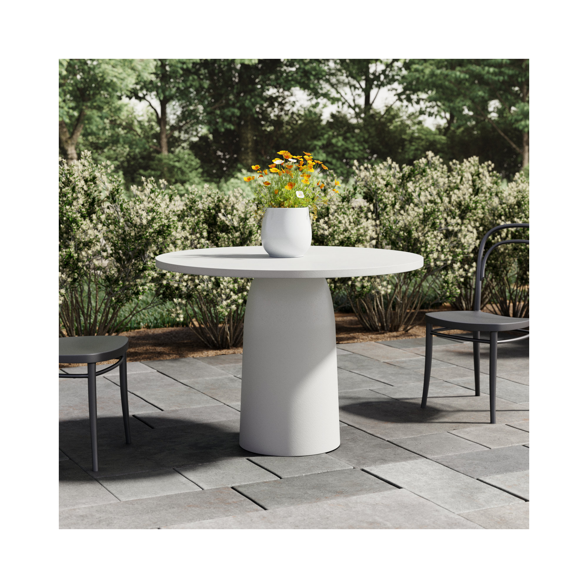 Gali 41.75'' Metal Outdoor Dining Table, Matte White