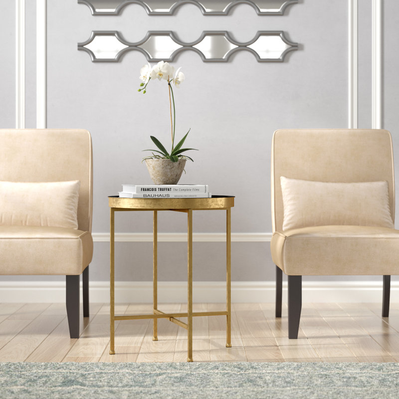 Table de bout Ekta, Doré, Miroir, H 22 po x l 18,25 po