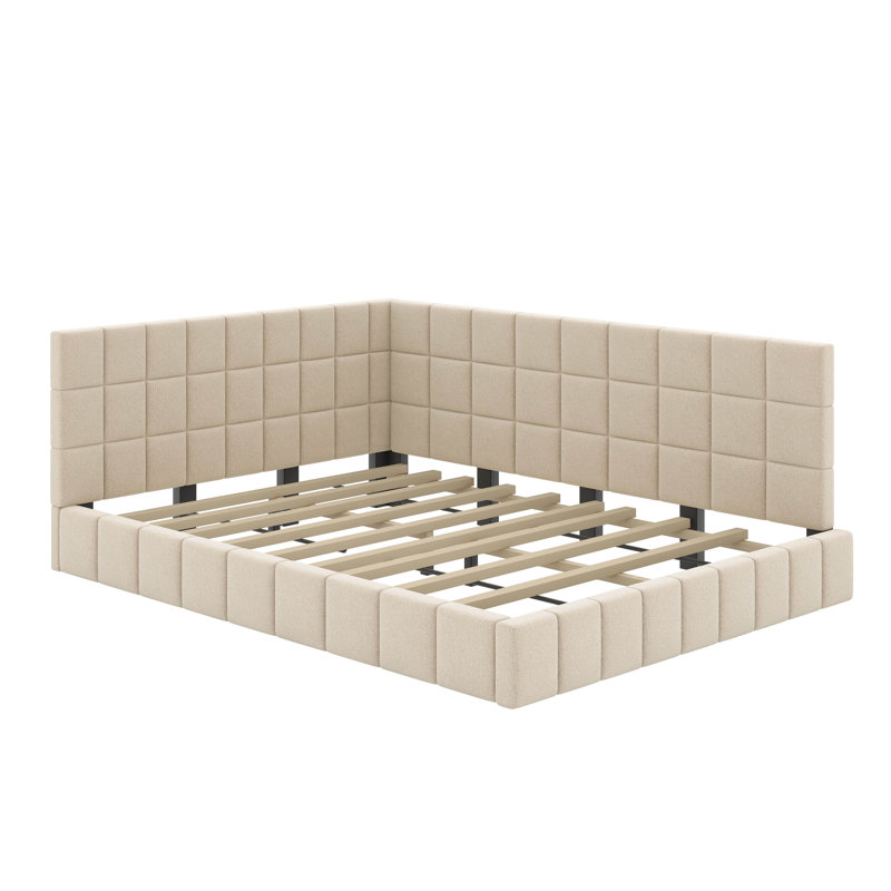 Full Size Upholstered Daybed Bed, Beige