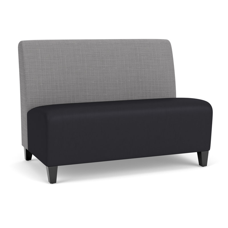 Ravenna Lounge Reception Armless Loveseat, Black Wood, Chambray Grey/Patriot Plus Black
