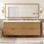 Meuble-lavabo double 59,3 po avec plateau SMC, armoire en panneau de fibres à densité moyenne peint, tiroirs à fermeture en douceur, meuble-lavabo mural moderne